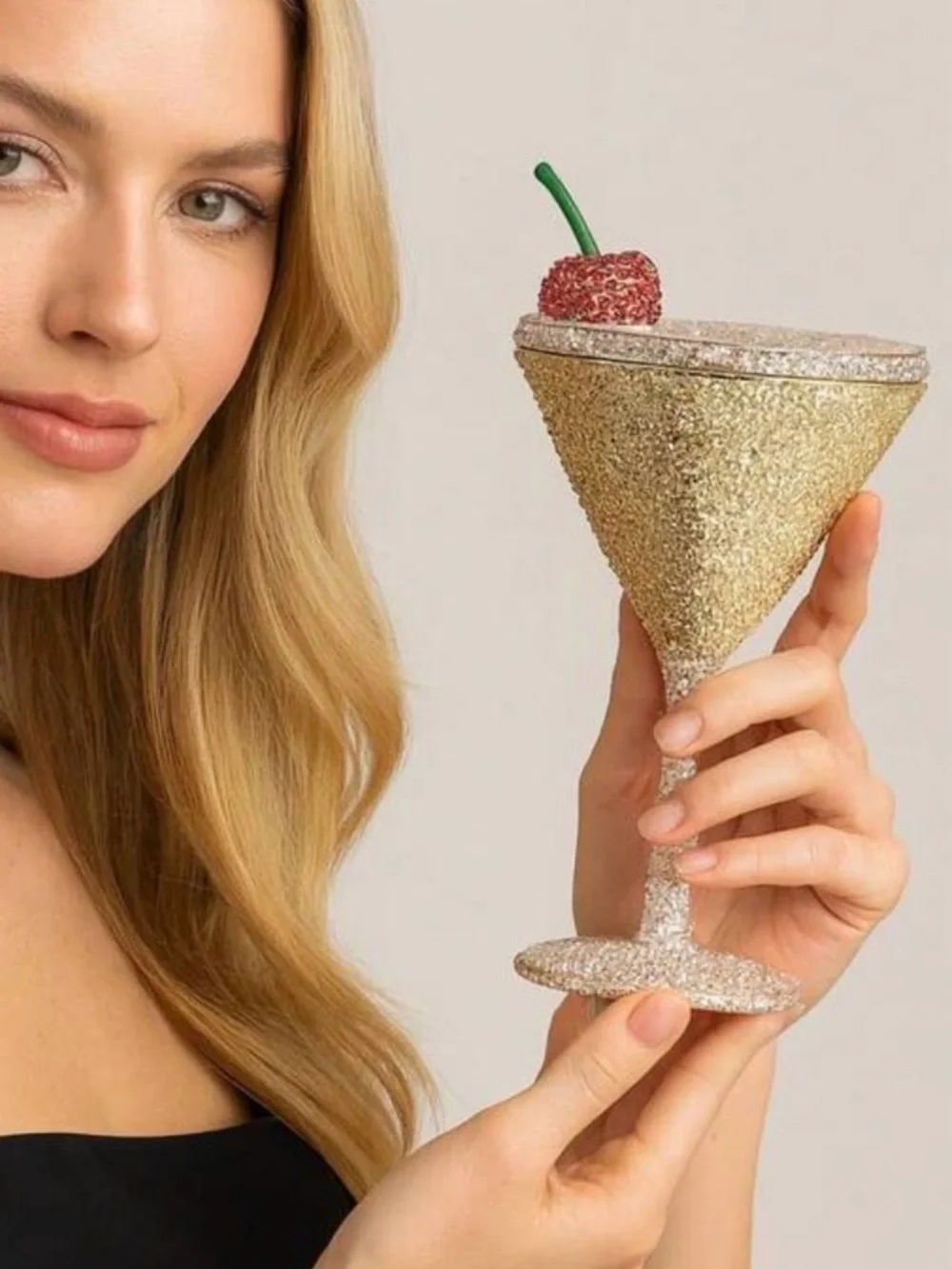 Gold Martini Clutch 🍸with Red Cherry Accent 🍒✨😫